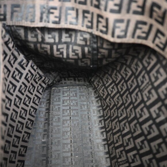 FENDI Logo Zucchino Hand Tote Bag Canvas Leather Brown Italy - Picture 7 of 14